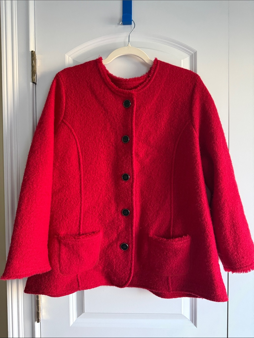 VTG Classic Alfred Dunner Red Women's 100% Wool Button-Front Jacket, Pockets, XL